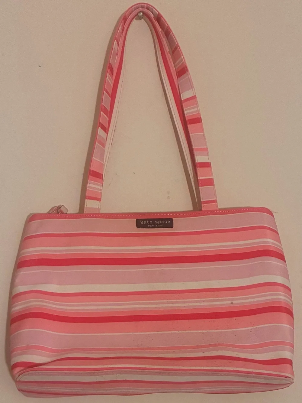 kate spade Pink and White Striped Shoulder Bag